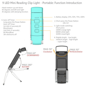 Mini Portable Led Usb Rechargeable Clip <strong>Book</strong> <strong>Reading</strong> <strong>Light</strong> for Kids Small <strong>Reading</strong> <strong>Lights</strong> for <strong>Books</strong> in Bed - Product Image 3