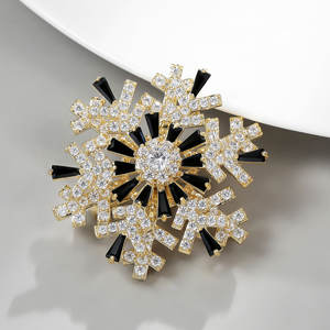 Broche Flocon de Neige Rotative en Cristal CZ de Haute Qualité pour Femme, Bijou Plaqué Or, Vente en Gros - Product Image 4