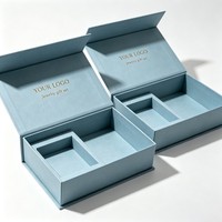 Boîte d'emballage de luxe personnalisable en velours pour bijoux (colliers, bagues, boucles d'oreilles, bracelets) avec carte de remerciement, vente en gros, recyclable