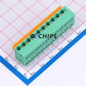 MX142R-5.08-10P-GN01-Cu-A Spring Terminal Block Bent Lead Through Hole,P=5.08mm Connector 1x10P 5.08mm Green Right Angle Insert - Product Image 1