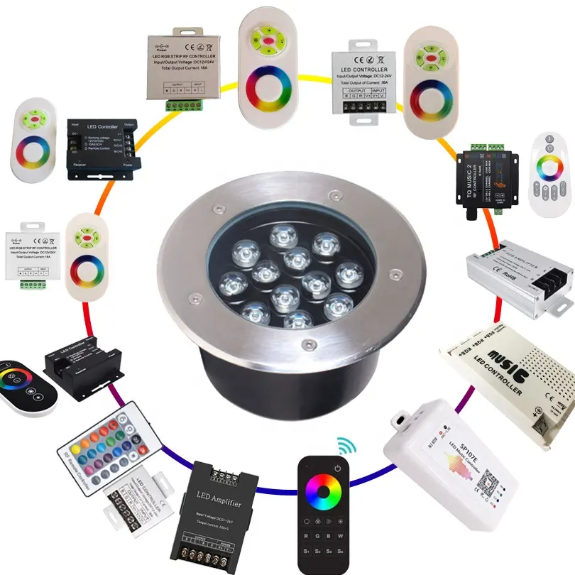 Пользовательский наружный светодиодный напольный светильник IP67 Водонепроницаемый светодиодный палубный светильник RGBV + 4 кабеля 12 в 24 в Wifi APP RF музыкальный пульт дистанционного управления