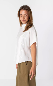 Chemisier Rétro <span class=keywords><strong>Femme</strong></span> 2026 Personnalisé à Col Mandarin et Manches Courtes en Coton Modal avec Boutons Chinois, Hauts Vintage OEM/ODM - Product Image 4