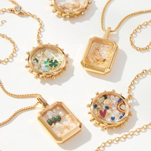 2025 DY DY 18K להתאים אישית גאומטרית מתכת זכוכית ריקה אהבה ירח שרשרת תליון רינסטון - Product Image 1