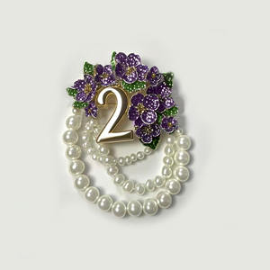 Op maat gemaakte luxe Afrikaanse viooltjes digitale parel broche, Griekse letter groothandel paarse bloemen broche - Product Image 3