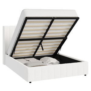 Lit de rangement à vérin à gaz <span class=keywords><strong>Gabrielle</strong></span> Sherpa blanc - Product Image 6