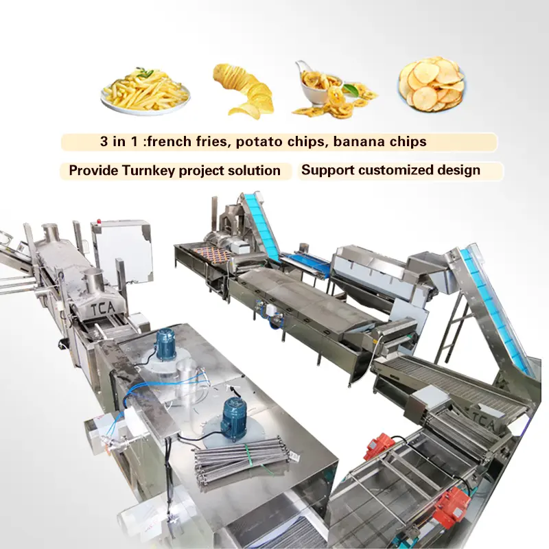 TCA tam otomatik patates dondurulmuş fransız kızartma üretim hattı patates cipsi gevrek makinesi a'dan z'ye patates taze parmak makinesi