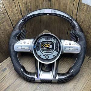 Volant en bois DOS pour <span class=keywords><strong>Mercedes</strong></span>-Benz <span class=keywords><strong>AMG</strong></span> W204 W211 W213 W205 C63 E63 S63 G63 G65 <span class=keywords><strong>Gts</strong></span> Gtr Gla Glb en cuir perforé - Product Image 4