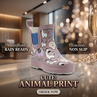Bottes de pluie Chelsea en caoutchouc pour tout-petits, imprimées de dessins animés, personnalisables OEM, vente en gros d'usine, pour activités extérieures sous la pluie des bébés