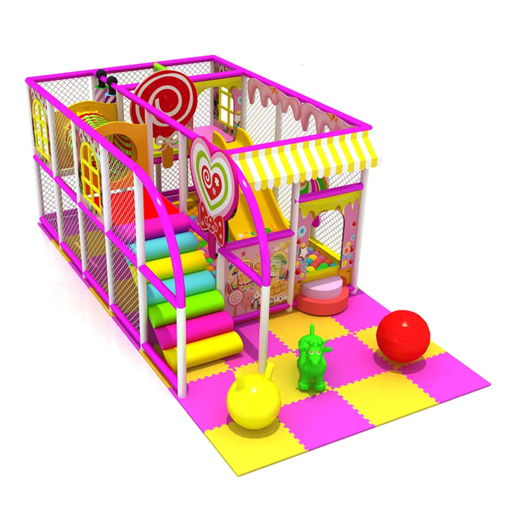 Castillo travieso temático de color dulce para niños, parque infantil deportivo, centro de juegos interior, pequeño parque infantil