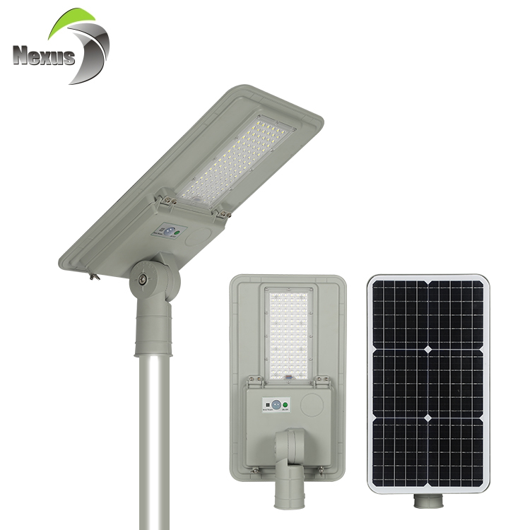 Travail de nuit imperméable contrôle automatique durable extérieur intégré 100w solaire a mené le réverbère