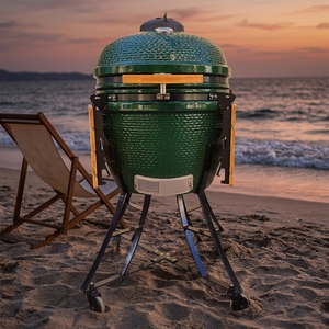 Barbecue <span class=keywords><strong>Kamado</strong></span> <span class=keywords><strong>Joe</strong></span> en céramique Auplex de 24 pouces, vert, extra large, barbecue au charbon de bois, fumoir pour cuisine extérieure, jardin familial - Product Image 1