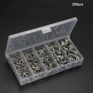 Kit d'outils de pêche en eau peu profonde avec 200 anneaux fendus en acier inoxydable pour la pêche en eau salée, de 5 mm à 9 mm - Product Image 4
