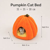 Lit pour chat en forme de citrouille, nid douillet pour animaux de compagnie, rembourrage en coton amovible et lavable, maison pour animaux de compagnie d'intérieur pour chats