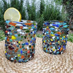 Verres mexicains colorés soufflés à la main de 14 oz Confetti Rocks - Product Image 4