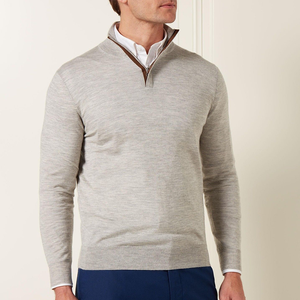 Vente en gros de <span class=keywords><strong>pull</strong></span> pour hommes avec logo personnalisé 70% laine 30% <span class=keywords><strong>cachemire</strong></span> demi-fermeture éclair anti-boulochage tricot hiver Service OEM disponible - Product Image 6