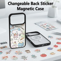 Coque antichoc en TPU avec plaque arrière en PC pour iPhone 17 18 Pro Max, autocollants magnétiques N52 amovibles, coque de téléphone DIY tendance