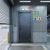 Porte de sécurité pour entrepôt à feuille simple Yonking, conforme aux normes EN UL CE, en acier galvanisé, avec serrure antivol et résistance au feu
