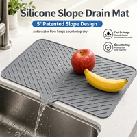 Tapis de cuisine rectangulaire en silicone de qualité alimentaire, résistant à la chaleur, écologique, avec design de sortie de drainage inclinée, pour usage en cuisine - Fabrication en usine