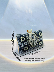 New Vintage Diamond-encrusted Black Polyester <b>Pillow</b> <b>Shape</b> Evening Clutch Handbag Tanjing - Product Image 4
