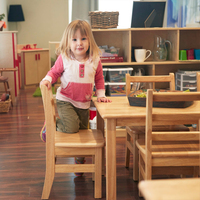 Ensemble de Meubles de Crèche Montessori avec Chaise et Table en Bois Courbé pour Enfants, Mobilier de Centre d'Éveil et Maternelle