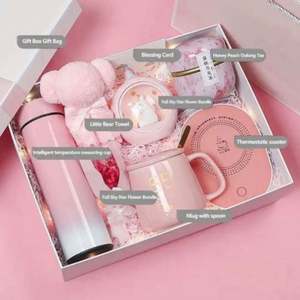 Pink Promotional Gift Set Intelligent Water Cup Vacuum <b>Flask</b> Business Style Cost-Effective Gift Box for Lady's Birthday Gift - Product Image 3