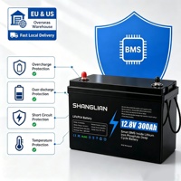 Batterie au lithium fer phosphate 12,8 V 300 Ah pour système solaire hors réseau, batterie à décharge profonde, remplace les batteries au plomb-acide, livraison rapide locale UE/US.