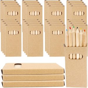 ดินสอสีขนาดเล็ก6ชิ้นกล่องกระดาษคราฟท์ออกแบบได้ตามต้องการขนาด3.5นิ้วดินสอสีสำหรับวาดภาพในห้องเรียน - Product Image 1