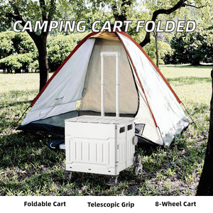 Chariot de camping pliable à 8 roues, chariot de courses et de rangement pour escalade, avec poignée télescopique, chariot utilitaire pour pique-nique en extérieur - Product Image 4