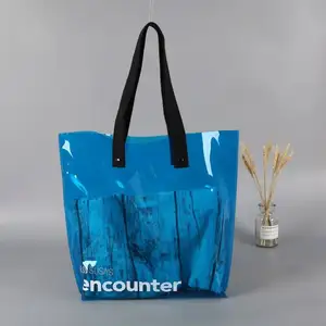 PVC Shopping Packaging Bag Shiny Fashion Shopper Tote Harrod Customized Bag PVC High Quality