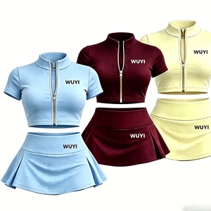 Custom Logo 2026 Women Two Piece <b>Set</b> Slim Fit Zip Up Jacket and Mini Skirt <b>Set</b> Sporty Streetwear Tracksuit Outfits for Women - Product Image 1