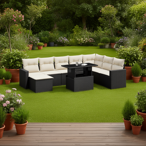 Modular Black PE Rattan Garden <b>Sofa</b> <b>Set</b> Outdoor Furniture Contemporary Design UV Resistant - Product Image 2