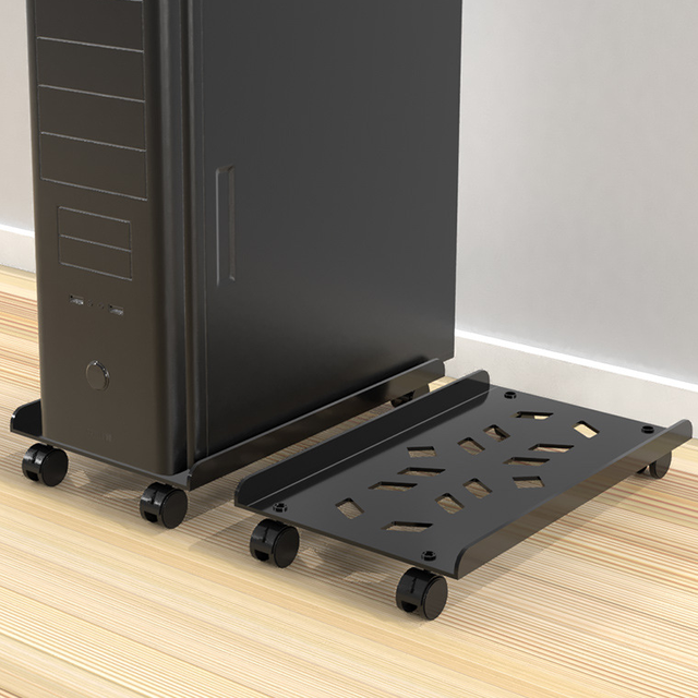 Universal Metal Mobile Tray Heat Dissipation Load-Bearing Base Thick Metal Universal CPU Stand for Under Desk with Rolling