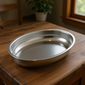 Piatto da portata ovale profondo in acciaio inox 12x8 pollici per cuocere e servire - Product Image 3