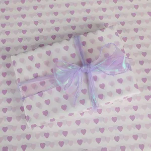 Papel de seda de 17g con diseño de corazones morados. Nuevo producto en stock. Embalaje para ropa y flores. 50*70cm 50*35cm - Product Image 1