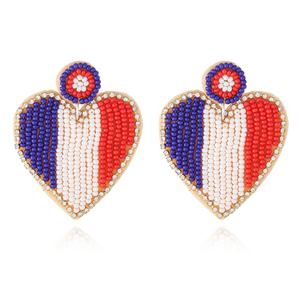 Best-Selling Heart Shape Earrings French German <strong>UK</strong> Flag Design Carnival Jewelry With Huggies Pattern Plated Finish - Product Image 5