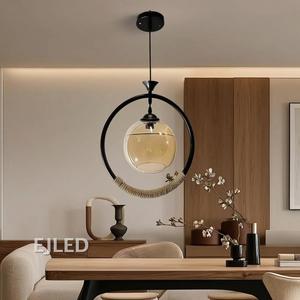 Luminaire suspendu en corde de chanvre, lustre moderne nordique pour salon, chambre, café, restaurant, modèle RP0269 - Product Image 5