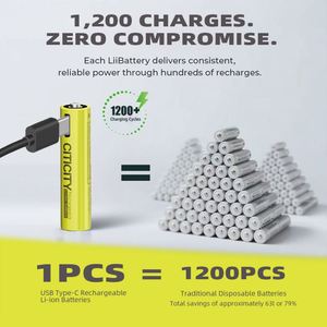 Batería de Iones de Litio Reutilizable CITICITY 10440 C720-H(pro) 600mAh USB, Carga Completa en 1 Hora, 1200 Ciclos, Reemplaza Baterías Secas Ordinarias - Product Image 5