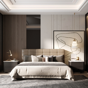 नई प्रवृत्ति लक्जरी बेडरूम फर्नीचर आधुनिक इतालवी शैली चमड़े की रानी/किंग आकार बिस्तर फ्रेम न्यूनतम डिजाइन - Product Image 1