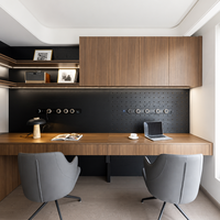 Étagère à livres en bois minimaliste de luxe haut de gamme et bureau long intégré pour bureau à domicile moderne, chambre à coucher, salle d'étude