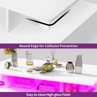 Fournisseur d'usine Table basse LED blanche à 2 couches avec 4 tiroirs Rayonnage à coins arrondis résistant aux rayures