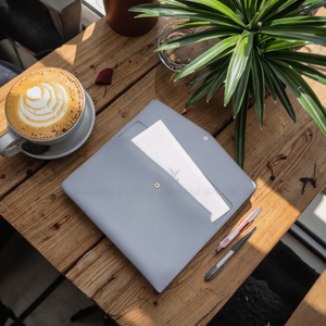 A4 deri iş belgeleri çanta ofis okul için hızlı gemi mavi dizüstü ped çantası Faux deri dosyaları organizatör - Product Image 1