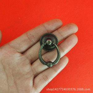 <b>Antique</b> Ring Drawer Handle 25x40mm Metal Traditional Furniture Hardware Single Hole CC34 - Product Image 3