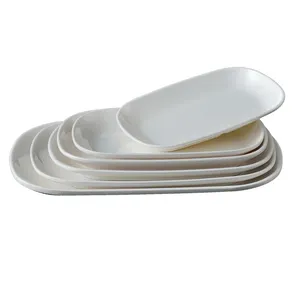 Toptan dayanıklı restoran sofra 10 inç beyaz melamin oval yemek tabağı