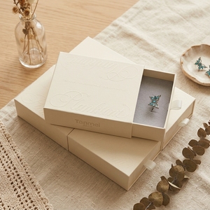 Custom White Embossed Jewelry Packaging <b>Box</b> Rigid Drawer <b>Gift</b> <b>Box</b> with Velvet Insert for Ring <b>Earring</b> Necklace Bracelet - Product Image 1
