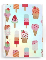 Kit de Embalaje de Regalo para Helados con Diseño de Dibujos Animados Iridiscentes, Bolsa de Papel Láser Arcoíris, Caja, Tarjeta de Notas y Etiquetas Colgantes