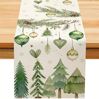 Taplak Meja Natal Taplak Meja Seperti Linen Natal Taplak Meja Kreatif Motif Kepingan Salju Manusia Salju untuk Dekorasi Meja Makan Natal.
