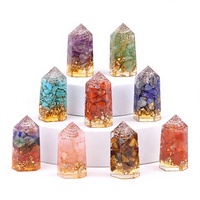 Ornements en pierre naturelle enveloppés de résine, prismes hexagonaux en gravier de cristal, artisanat pour la maison, décoration de bureau