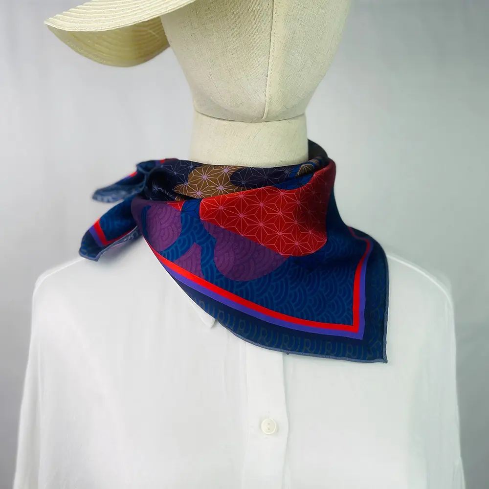 100% шарф из чистого шелка, Женский ободок для шеи, Квадратный маленький ободок, модный платок с принтом, платок, шарф, бандана, 53 х53 см
