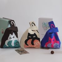 Mini Sac à Main de Luxe Tricoté pour Femme, Motif Floral Mignon, Sac Fourre-tout Tendance