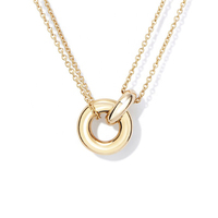 Gemnel Collier de bijoux de dernière conception en or 14 carats, cercle imbriqué de deux tons